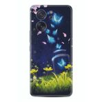 Kılıfland Xiaomi 13T ve 13T Pro ile Uyumlu Desenli Silikon Kılıf, Çiçek ve Kelebek Motifi, Mavi