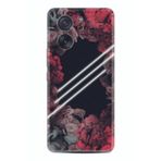 Kılıfland Xiaomi 13T ve Xiaomi 13T Pro ile Uyumlu Silikon Kılıf, Çiçek Desen, Kırmızı-Siyah