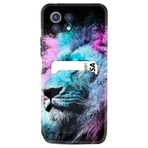 Kılıfland Xiaomi Mi 11 Lite ile Uyumlu Kılıf, Kartvizitli Kartlıklı, Desenli Silikon, Pink Blue Leon, Siyah
