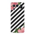Kılıfland Xiaomi Mi 11 Ultra ile Uyumlu Kılıf, Silikon, Çiçek Desenli, Siyah Beyaz Çizgili