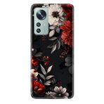 Kılıfland Xiaomi Mi 12 Kılıf, Boutique Baskılı, Çiçek Desenli, Siyah