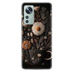 Kılıfland Xiaomi Mi 12 Kılıf, Boutique Baskılı, Kahve Çiçek Desenli, Siyah