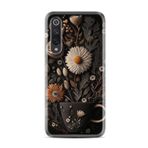 Kılıfland Xiaomi Mi 9 ile Uyumlu Kılıf, Boutique Baskılı, Kahve Çiçek Desenli, Siyah