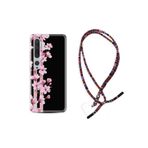 kilifland Xiaomi Mi Note 10 ile Uyumlu Kılıf Rasta Ipli Boyun Askılı Desenli Silikon Pink Flowers 3 1393