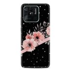 Kılıfland Xiaomi Poco C40 ile Uyumlu Silikon Kılıf, Çiçek Desenli, Siyah