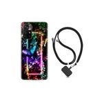 kilifland Xiaomi Poco M4 Pro ile Uyumlu Kılıf Ipli Boyun Askılı Desenli Silikon Butterfly Neon 1684