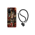 kilifland Xiaomi Poco M4 Pro ile Uyumlu Kılıf Ipli Boyun Askılı Desenli Silikon Flowers Baby Tiger 1336