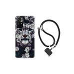 kilifland Xiaomi Poco M4 Pro ile Uyumlu Kılıf Ipli Boyun Askılı Desenli Silikon Flowers Snow Leopard 1335