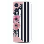 Kılıfland Xiaomi Poco M6 Pro 5G ile Uyumlu Kılıf, Desenli Silikon, Çiçek Motifli, Pembe-Siyah-Beyaz