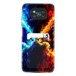 Kılıfland Xiaomi Poco X3 Pro ile Uyumlu Kılıf, Kartvizitli Kartlıklı, Desenli Silikon, Red Blue Leon, Siyah