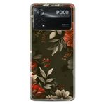 Kılıfland Xiaomi Poco X4 Pro Kılıf, Boutique Baskılı, Çiçek Desenli, Siyah