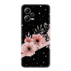 Kılıfland Xiaomi Poco X5 5G ile Uyumlu Kılıf, Resimli Desenli Baskılı Silikon, Siyah Şerit Mermer, Çiçek Motifli