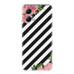 Kılıfland Xiaomi Poco X5 5G ile Uyumlu Kılıf, Silikon, Çiçek Desenli, Siyah Beyaz Çizgili