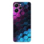 Kılıfland Xiaomi Redmi 12 ile Uyumlu Desenli Silikon Kılıf, Petek Motif, Mavi-Pembe