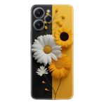 Kılıfland Xiaomi Redmi 12 Kılıf, Boutique Baskılı, Sarı Beyaz Çiçek Desenli