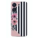 Kılıfland Xiaomi Redmi 13C ile Uyumlu Kılıf, Desenli Silikon, Çiçek Motifli, Pembe-Siyah-Beyaz