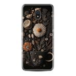 Kılıfland Xiaomi Redmi 8A ile Uyumlu Kılıf, Boutique Baskılı, Kahve Çiçek Desen, Siyah