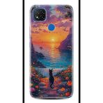 Kılıfland Xiaomi Redmi 9C ile Uyumlu Kılıf, Boutique Baskılı, Manzara Kedi Tasarımı
