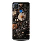 Kılıfland Xiaomi Redmi 9C Kılıf, Boutique Baskılı, Kahve Çiçek Desenli, Siyah