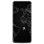 Kılıfland Xiaomi Redmi A3 4G ile Uyumlu Kılıf, Desenli Silikon, Platinium Series, Siyah, Harita ve Uçak Motifi