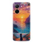 Kılıfland Xiaomi Redmi A5 4G ile Uyumlu Kılıf, Baskılı Manzara Kedi Tasarımı, Silikon, Renkli