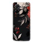 Kılıfland Xiaomi Redmi A5 4G ile Uyumlu Kılıf, Silikon, Çiçek Desenli, Siyah