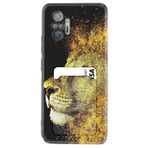 Kılıfland Xiaomi Redmi Note 10 ile Uyumlu Redmi Note 10s Kılıf, Kartvizitli Kartlıklı, Desenli Silikon, Leon, Siyah