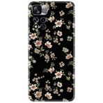Kılıfland Xiaomi Redmi Note 11 ile Uyumlu Kılıf, Boutique Baskılı, Çiçek Desenli, Siyah Fon