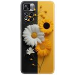 Kılıfland Xiaomi Redmi Note 11 ile Uyumlu Kılıf, Boutique Baskılı, Sarı Beyaz Çiçek Desenli