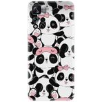 Kılıfland Xiaomi Redmi Note 11 Kılıf, Boutique Baskılı, Uykucu Pandalar Desenli, Beyaz-Pembe
