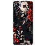 Kılıfland Xiaomi Redmi Note 11 Pro 5G Kılıf, Boutique Baskılı, Çiçek Desenli, Siyah