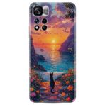 Kılıfland Xiaomi Redmi Note 11 Pro 5G Kılıf, Boutique Baskılı, Manzara Kedi Desenli