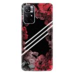 Kılıfland Xiaomi Redmi Note 11 Pro ile Uyumlu Silikon Kılıf, Çiçek Desen, Siyah