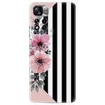 Kılıfland Xiaomi Redmi Note 11 Pro Plus 5G ile Uyumlu Kılıf, Silikon, Çiçek Desenli, Pembe-Siyah-Beyaz