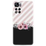 Kılıfland Xiaomi Redmi Note 11 Pro Plus 5G ile Uyumlu Kılıf, Silikon, Çiçek Desenli, Pembe-Siyah