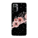Kılıfland Xiaomi Redmi Note 11 SE ile Uyumlu Kılıf, Resimli Desenli Baskılı Silikon, Siyah Şerit Mermer, Çiçek Motifli