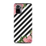 Kılıfland Xiaomi Redmi Note 11 SE ile Uyumlu Kılıf, Silikon, Çiçek Desenli, Siyah Beyaz Çizgili