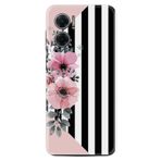 Kılıfland Xiaomi Redmi Note 11e ile Uyumlu Kılıf, Silikon, Çiçek Desenli, Pembe-Siyah-Beyaz