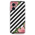 Kılıfland Xiaomi Redmi Note 11e ile Uyumlu Kılıf, Silikon, Çiçek Desenli, Siyah Beyaz Çizgili