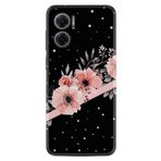 Kılıfland Xiaomi Redmi Note 11e ile Uyumlu Kılıf, Silikon, Desenli Baskılı, Siyah, Çiçek Motifli