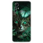 Kılıfland Xiaomi Redmi Note 12S ile Uyumlu Kılıf, Resimli Desenli Baskılı Silikon, Yeşil Gözlü Kedi, Yeşil