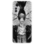 Kılıfland Xiaomi Redmi Note 12S ile Uyumlu Kılıf, Resimli Desenli Silikon, Platinium Series, Angel, Siyah-Beyaz
