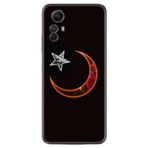 Kılıfland Xiaomi Redmi Note 12S ile Uyumlu Kılıf, Resimli Desenli Silikon, Platinium Series, Ay Yıldız, Siyah