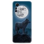 Kılıfland Xiaomi Redmi Note 12S ile Uyumlu Kılıf, Resimli Desenli Silikon, Platinium Series, Moon Wolf, Mavi