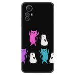 Kılıfland Xiaomi Redmi Note 12S ile Uyumlu Kılıf, Silikon, Platinium Series, Desenli, Kedi ve Penguen Baskı, Siyah