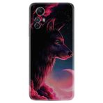 Kılıfland Xiaomi Redmi Note 12S ile Uyumlu Kılıf, Silikon, Resimli Desenli Baskılı, Wolf and Moon, Siyah