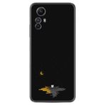 Kılıfland Xiaomi Redmi Note 12S ile Uyumlu Silikon Kılıf, Ay ve Kedi Deseni, Siyah