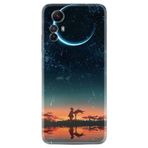 Kılıfland Xiaomi Redmi Note 12S ile Uyumlu Silikon Kılıf, Ay ve Kız Temalı Desen, Siyah