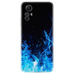 Kılıfland Xiaomi Redmi Note 12S ile Uyumlu Silikon Kılıf, Blue Fire Desen, Siyah
