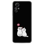 Kılıfland Xiaomi Redmi Note 12S ile Uyumlu Silikon Kılıf, Desen Özel Seri Love Cats, Siyah